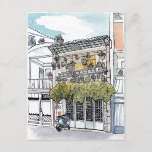Tiny House Saigon Vietnam Illustration Postcard