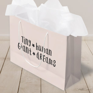 Tiny Human Giant Dreams Baby Girl Cute Pink Large Gift Bag