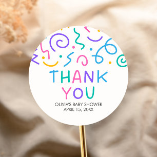 Tiny Human Shindig Baby Shower Classic Round Sticker