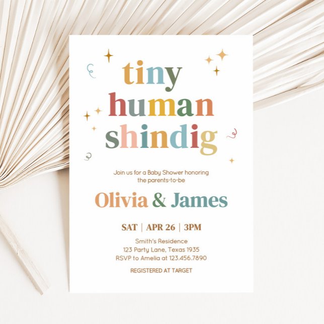 Tiny Human Shindig Baby Shower Invitation (Tiny Human Shindig Retro Baby Shower Invitation
)