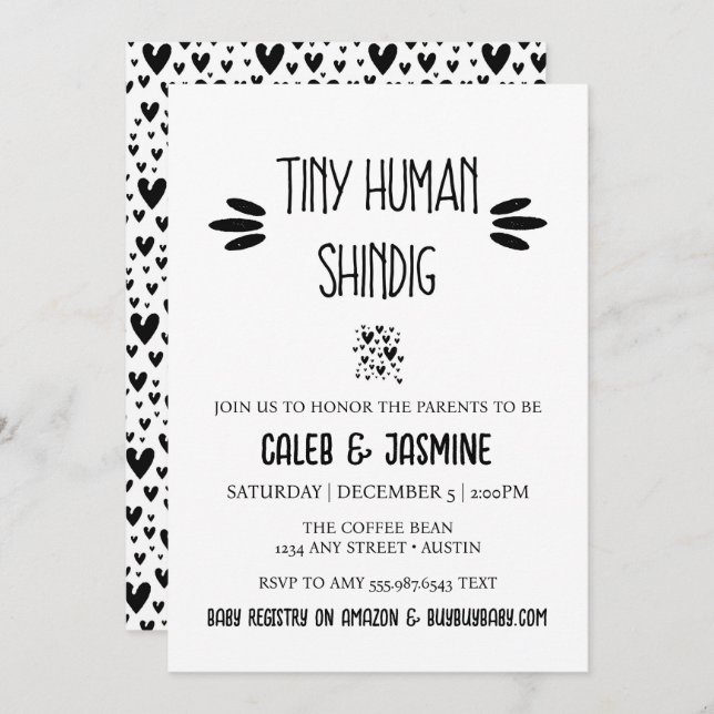 Tiny Human Shindig Baby Shower Invitation (Front/Back)