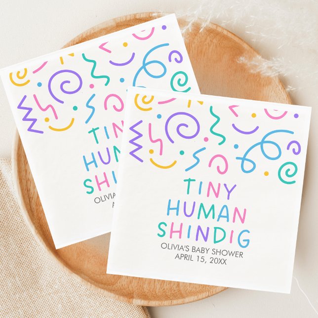 Tiny Human Shindig Baby Shower Napkin (Retro Tiny Human Shindig Baby Shower Napkin)