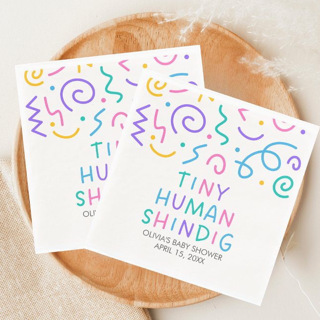 Tiny Human Shindig Baby Shower Napkin (Retro Tiny Human Shindig Baby Shower Napkin)