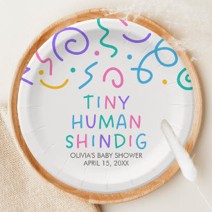 Tiny Human Shindig Baby Shower Paper Plate