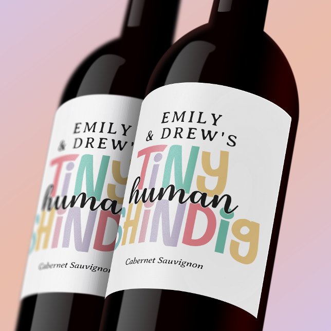Tiny Human Shindig Cute Rainbow Colours Wine Label (Creator Uploaded)