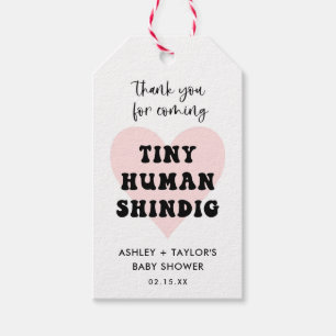 Tiny Human Shindig Modern Baby Shower Favour Gift Tags