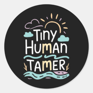 Tiny Human Tamer Back To School Elementary Teacher Classic Round Sticker