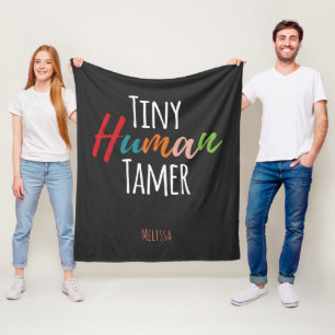 Tiny Human Tamer Kindergarten Teacher Typography Fleece Blanket