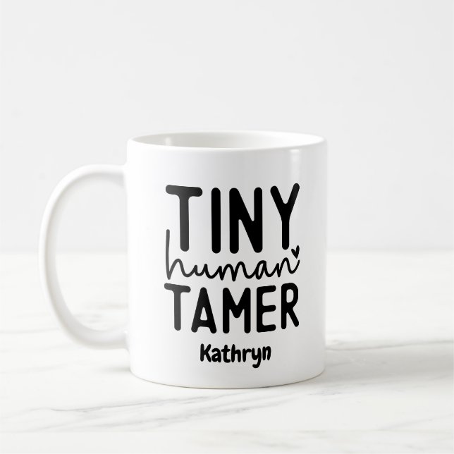 Tiny Human Tamer Sarcastic Funny Mum Gift Coffee Mug (Left)