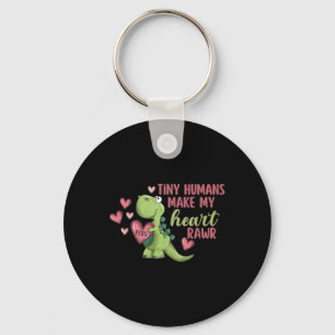 Tiny Humans Make My Heart Rawr Pediatric Nurse Val Key Ring