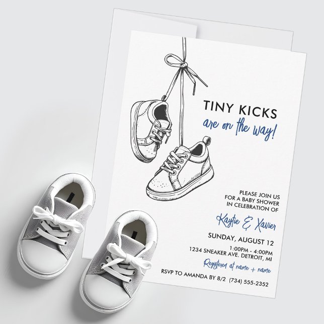 Tiny Kicks Are On the Way Baby Shower Sneaker Invitation (Tiny Kicks on the Way Baby Shower Sneaker Invitation | Sneaker Baby Shower)