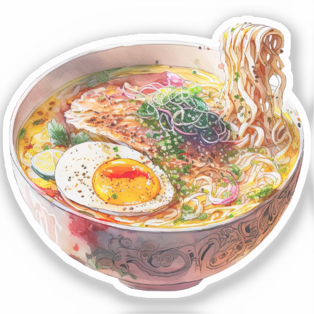 Tiny Korean Ramen Soup Art Stickers (Front)