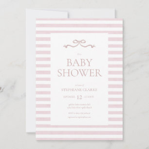 Tiny Lady Watercolor Bow Baby Shower  Invitation
