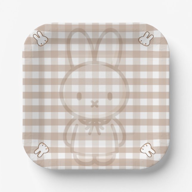 Tiny Latte gingham Paper Plate (Front)