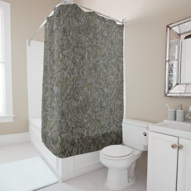 Tiny Leaves Nature Art Pattern  Shower Curtain (In Situ)