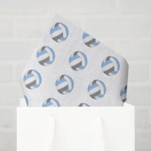 tiny light blue gray volleyballs pattern tissue paper