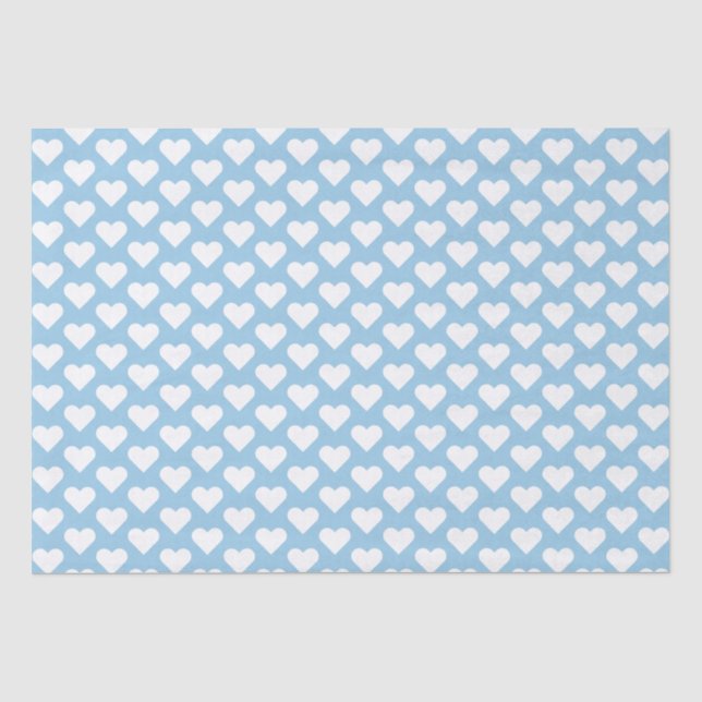 Tiny Light Blue Hearts Pattern Tissue Paper (Front)