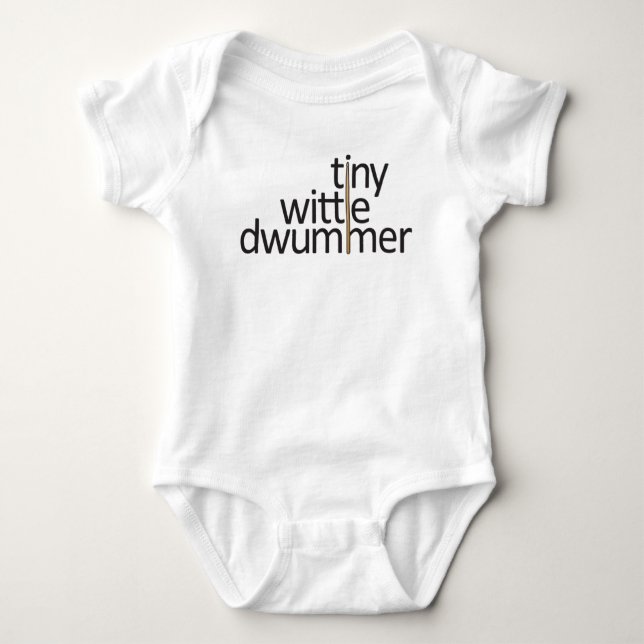 Tiny Little Future Drummer Musician Baby Talk Fun Bodysuit (Front)
