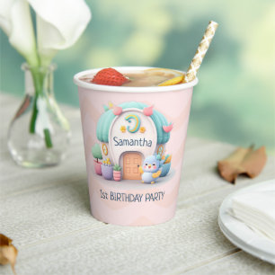 Tiny little house with dragon 1st Birthday Party Paper Cups