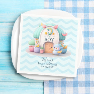 Tiny little house with dragon Boy Baby Shower Napkin