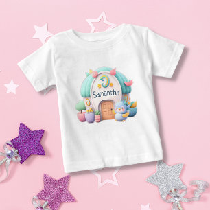 Tiny little house with little dragon and NAME girl Baby T-Shirt