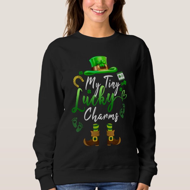 Tiny Lucky Charms Shamrock Irish Mom St patricks d Sweatshirt (Front)