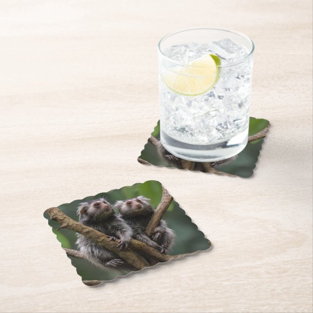 Tiny Marmoset Titans Among the Branches, Paper Coaster (Insitu)
