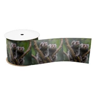 Tiny Marmoset Titans Among the Branches, Satin Ribbon