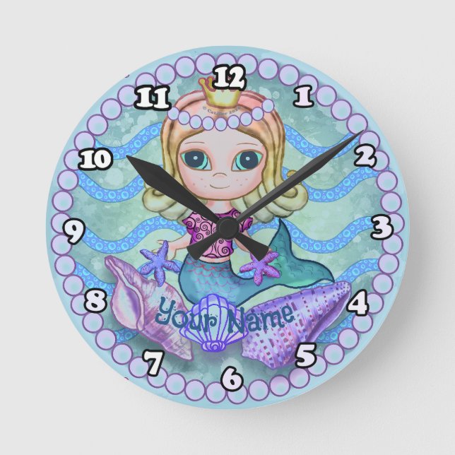 Tiny Mermaid  Round Clock (Front)