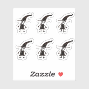 Tiny Mini Cartoon Witch Custom-Cut Vinyl Stickers