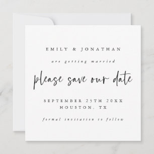 TINY MINI SIZE Black White Wedding Save The Date Card