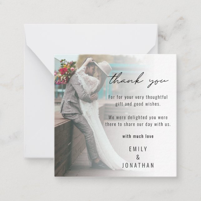 TINY MINI SIZE Photo Wedding Thank You  Card (Front)