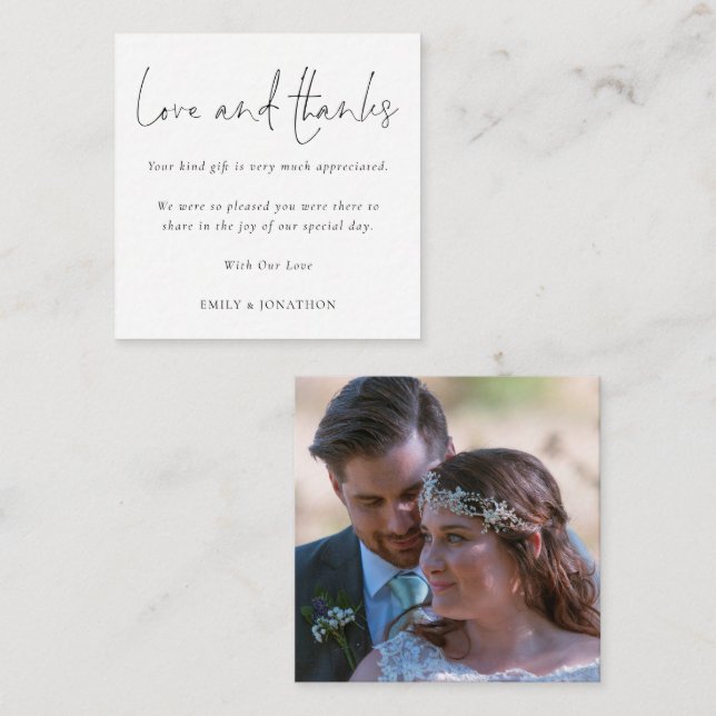 TINY MINI SIZE Script Photo Wedding Love Thanks Card (Front/Back)