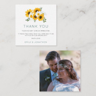 TINY MINI SIZE Sunflowers Photo Wedding Thank You Card