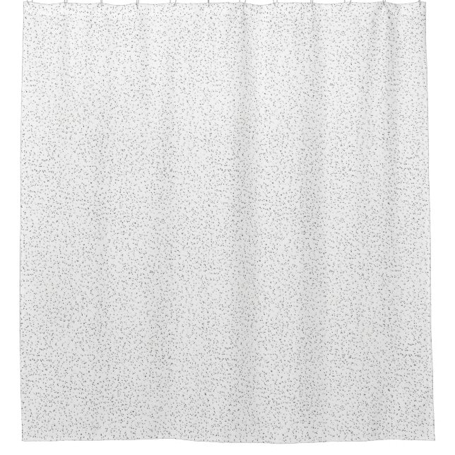 Tiny Monochrome Black, Grey & Cream Dots on White Shower Curtain (Front)