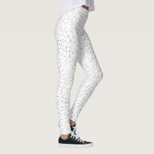 Tiny Monochrome Dots on White Leggings