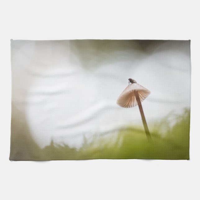 Tiny Mushroom Nature Photo Tea Towel (Horizontal)