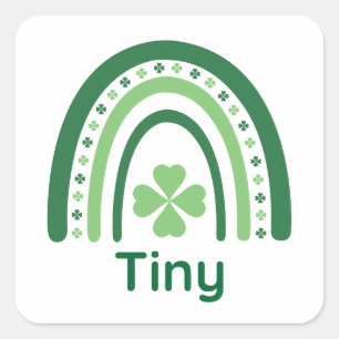 Tiny Name Clover Boho Rainbow Square Sticker