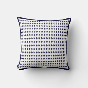 tiny navy fish on white PILLOW