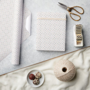 Tiny Neutral Floral Print with Beige and Sage Tone Wrapping Paper