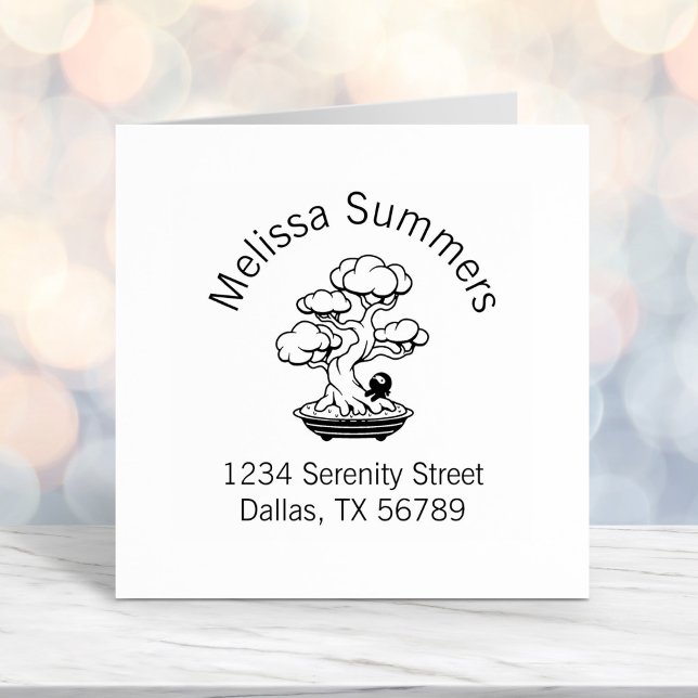 Tiny Ninja and Bonsai Tree Address 2 Self-inking Stamp (Creator Uploaded)