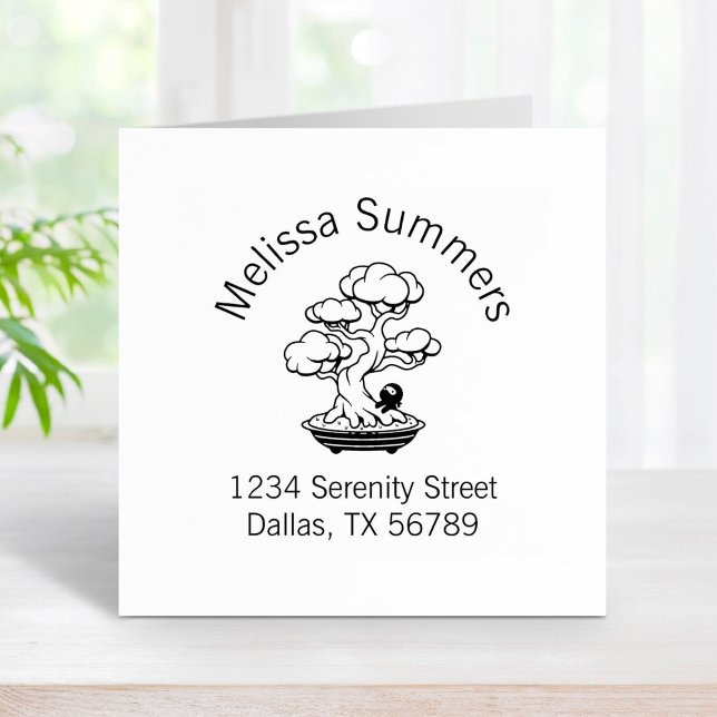 Tiny Ninja and Bonsai Tree Address Rubber Stamp (Creator Uploaded)