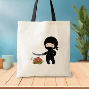 Tiny Ninja Cutting Watermelon Tote Bag