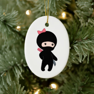 Tiny Ninja Girl Ceramic Ornament