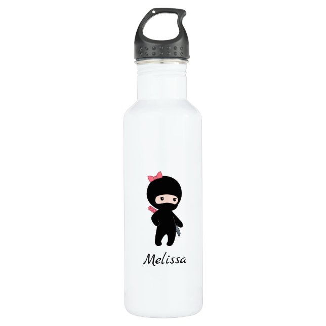Tiny Ninja Girl Custom Name 710 Ml Water Bottle (Front)