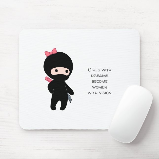Tiny Ninja Girl Inspirational Quote Mouse Pad (With Mouse)