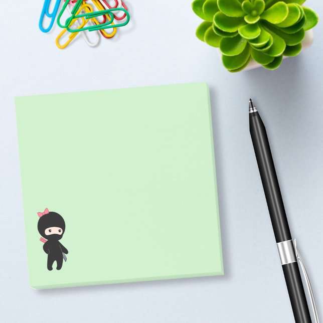 Tiny Ninja Girl on Green Post-it Notes (Creator Uploaded)