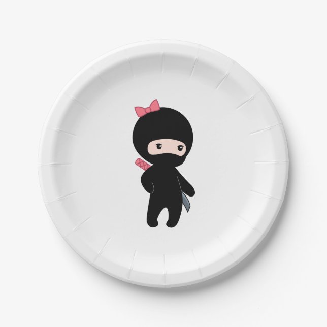 Tiny Ninja Girl Paper Plate (Front)