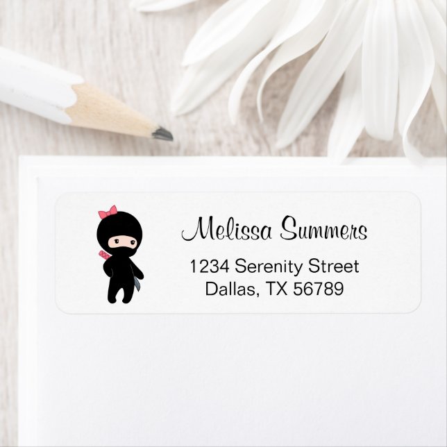 Tiny Ninja Girl Return Address Label (Insitu)
