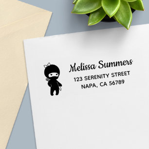 Tiny Ninja Girl Return Address Self-inking Stamp
